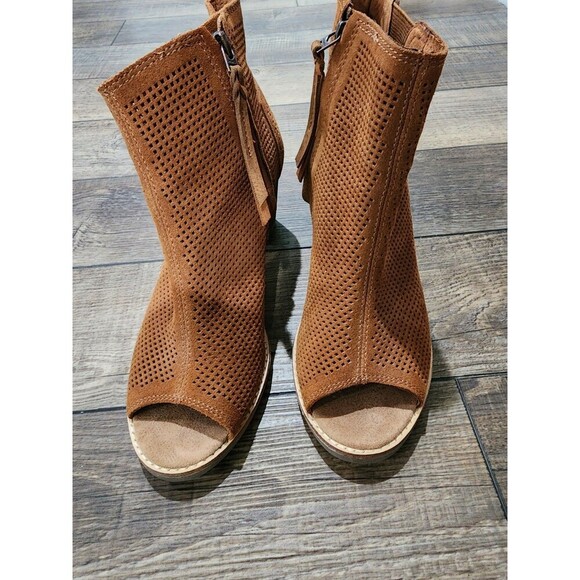 Toms Women Majorca Open Toe Leather Pump Heels Boots shoes Size 8M - Picture 7 of 9